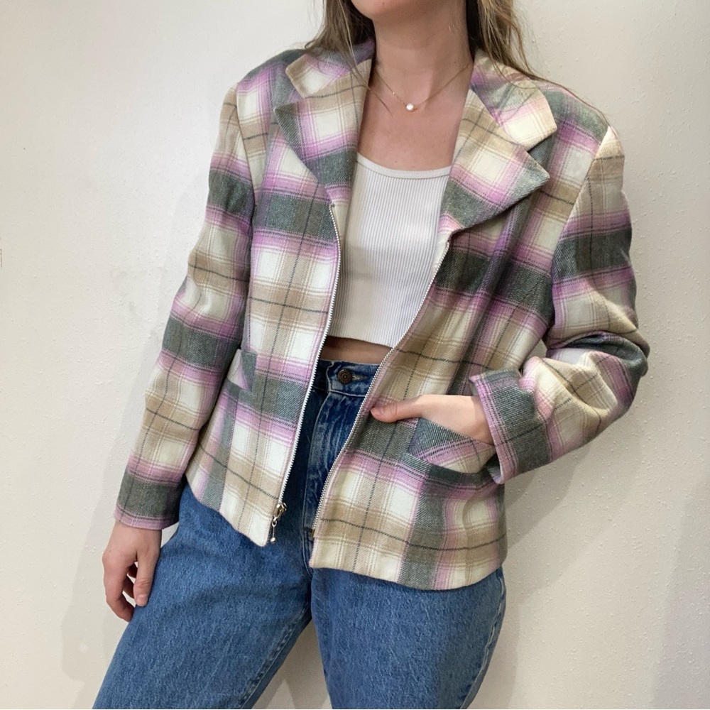 Vintage Plaid Blazer Coat